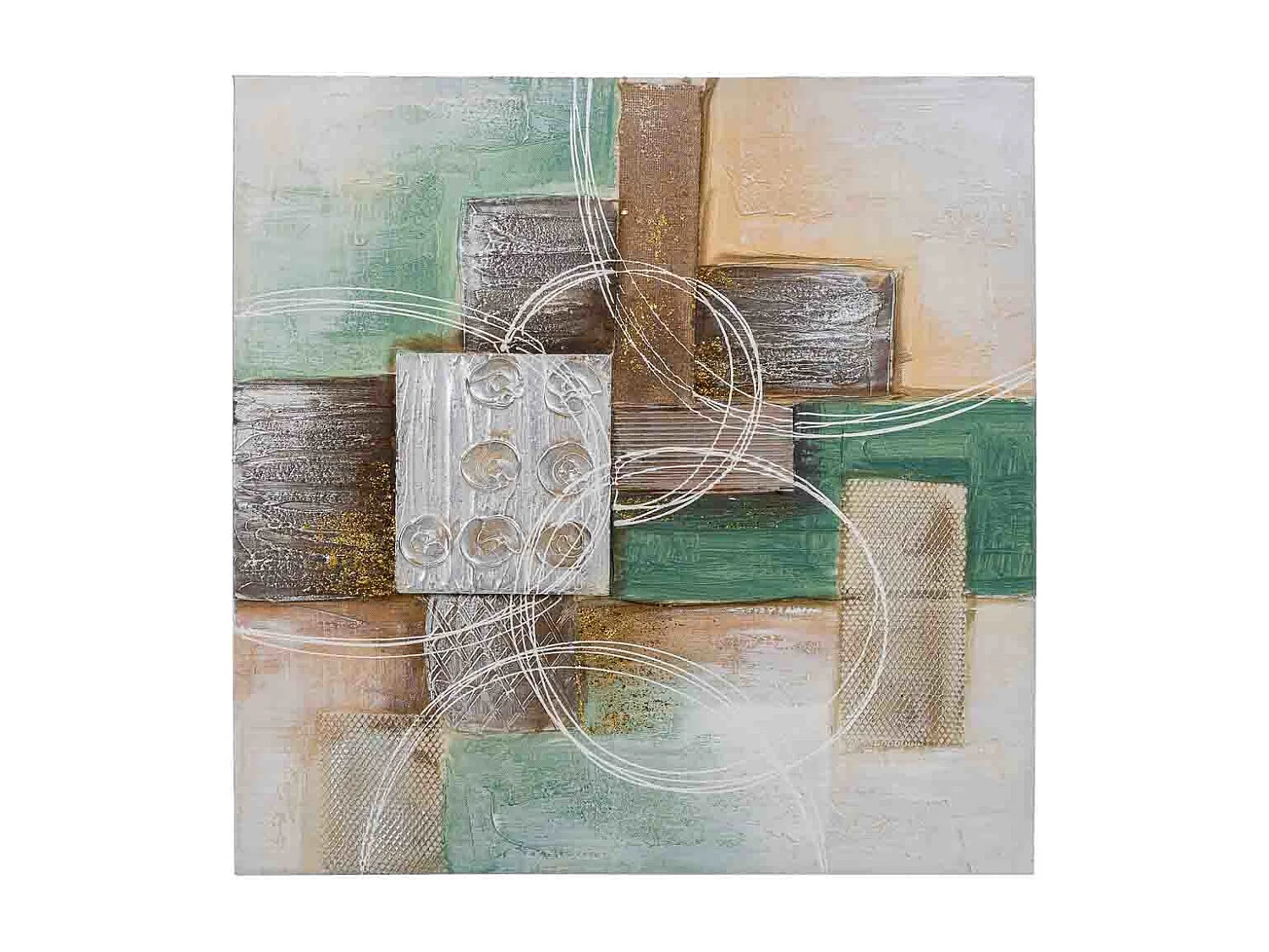 Cuadro pintado a mano con relieve multicolor 60x60x3h cm