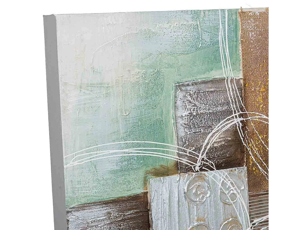 Cuadro pintado a mano con relieve multicolor 60x60x3h cm