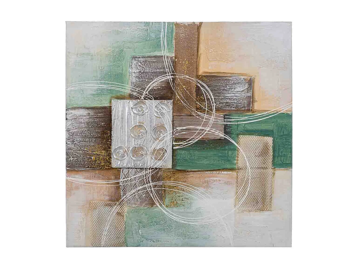 Quadro dipinto a mano con rilievo multicolore 60x60x3h cm