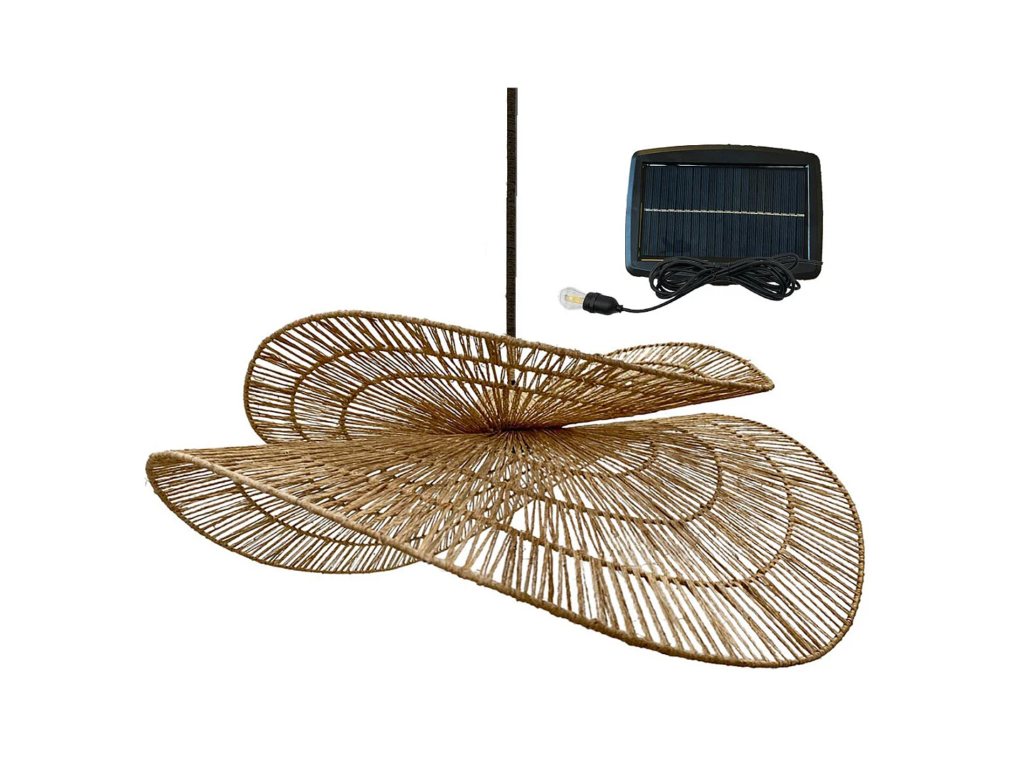Suspension solaire bohème SOLARA Beige Jute D80cm