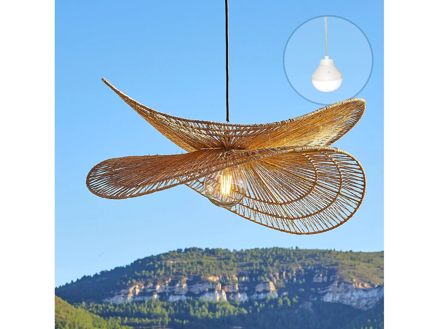 Suspension nomade SOLARA Bois Jute H21CM