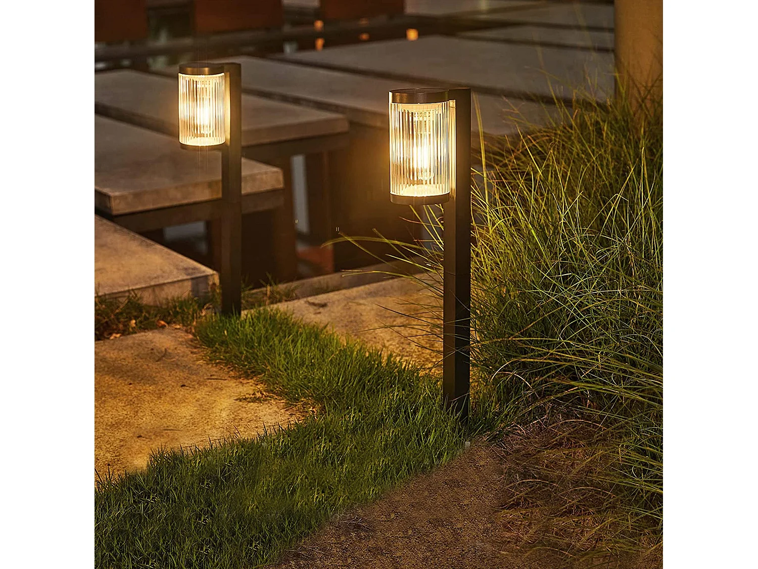 Lot de 2 balises solaires BEAMLIT Noir Plastique H58cm