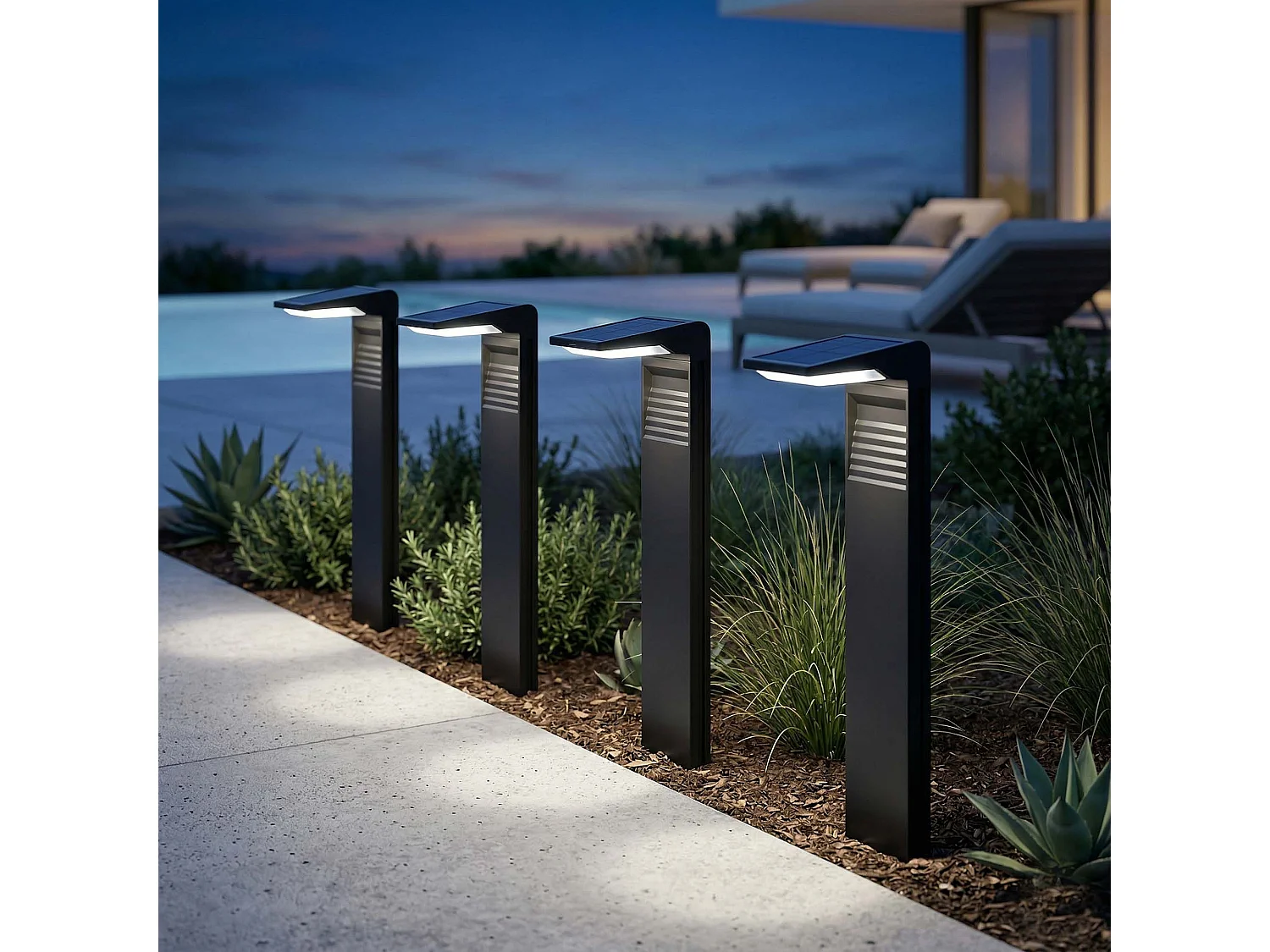 4 Potelets solaires OSTRY H41cm 150LM