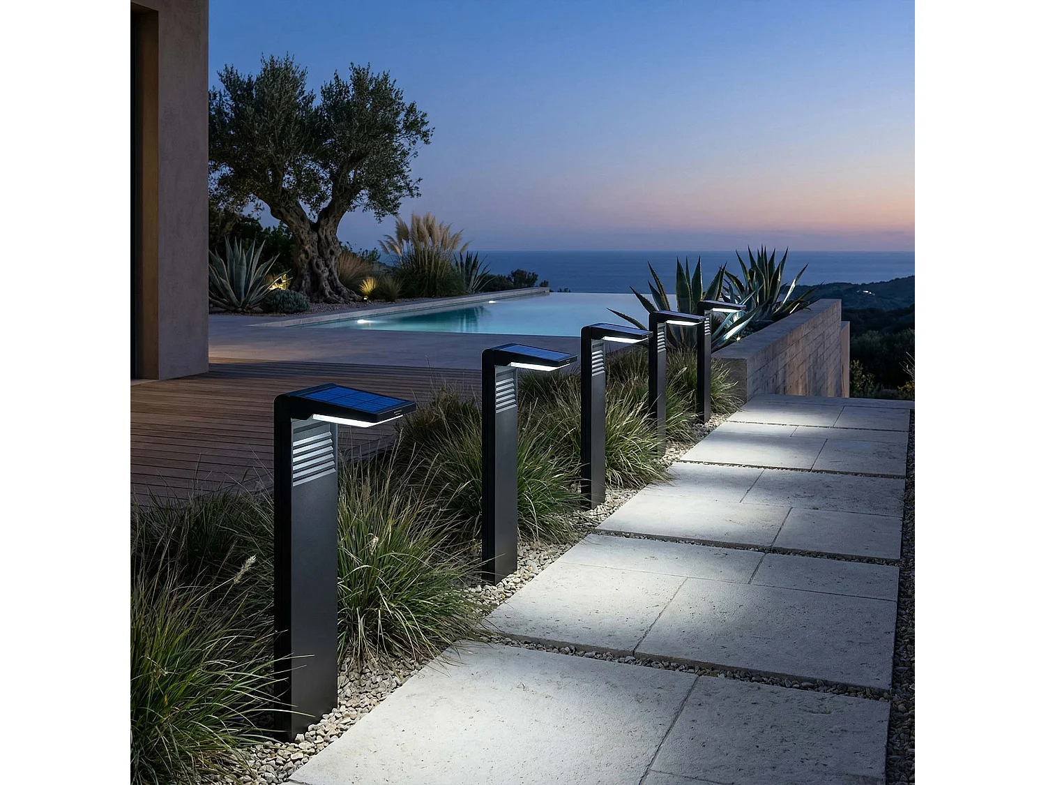 4 Potelets solaires OSTRY H41cm 150LM