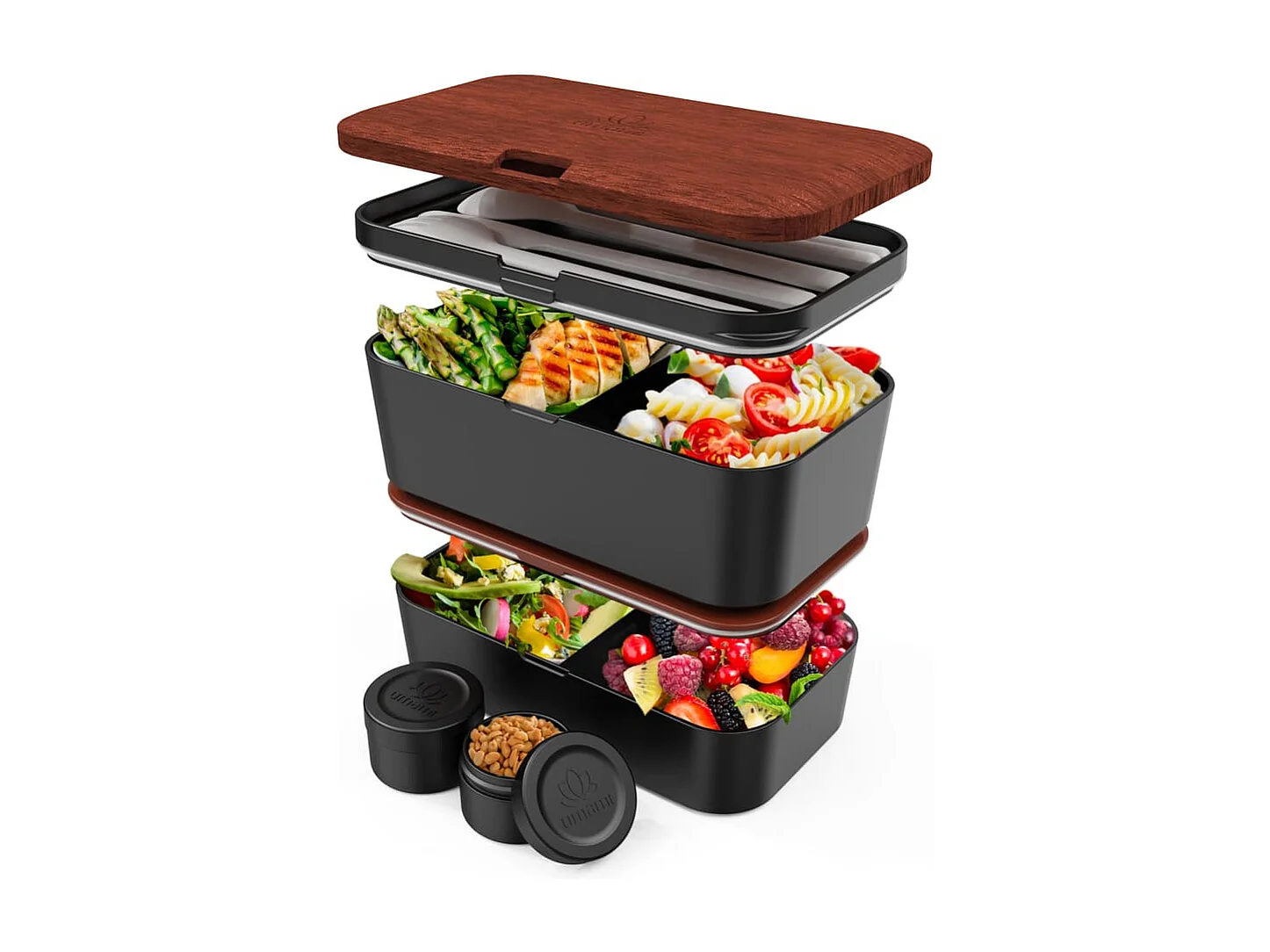 Bento Encastrable 1,5 l noir et bois sapelli
