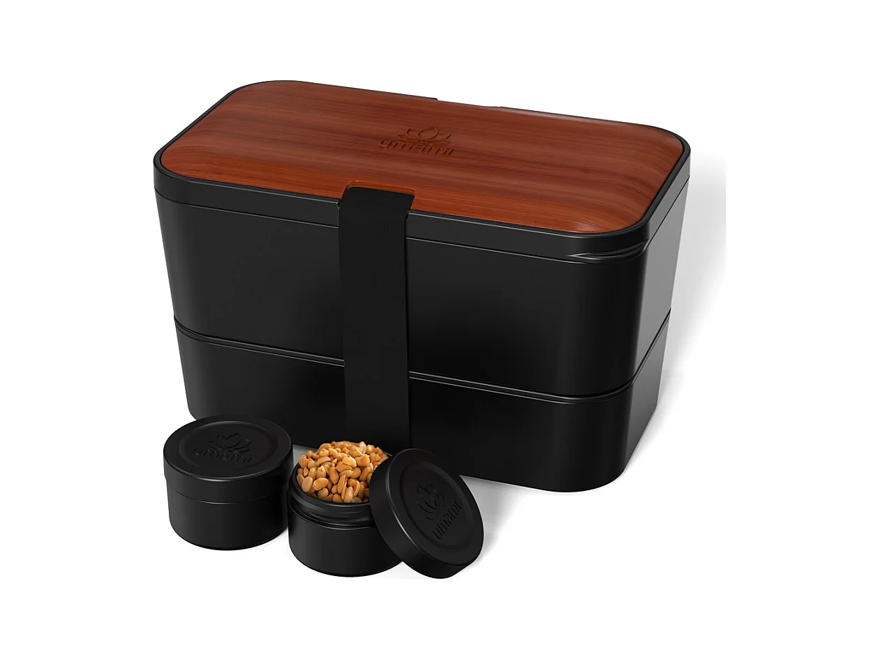 Bento Encastrable 1,5 l noir et bois sapelli
