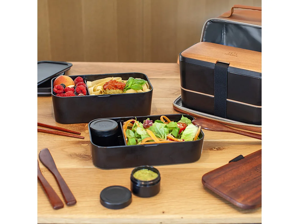Bento Encastrable 1,5 l noir et bois sapelli