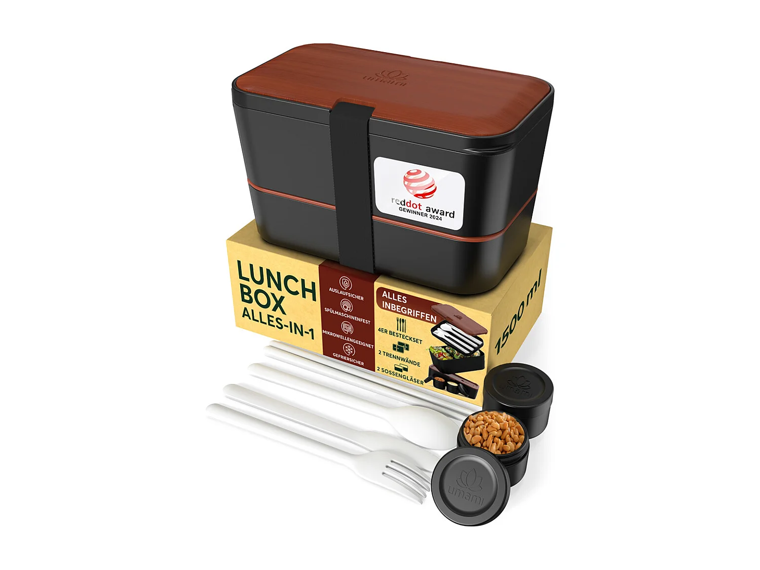 Bento Encastrable 1,5 l noir et bois sapelli