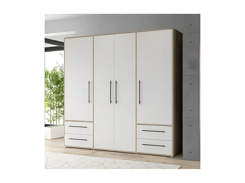 Kleiderschrank Mokaris Lux (200cm)/Drehtüren/Sonoma&Weiss