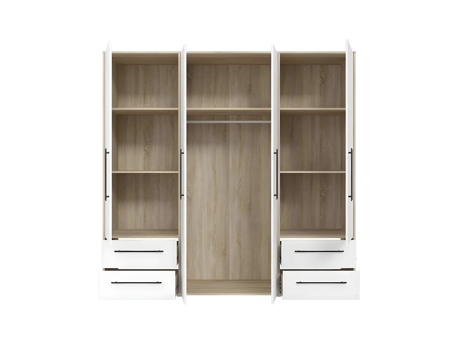 Penderie Mokaris Lux (200cm)/Portes tournantes/Sonoma&Blanc