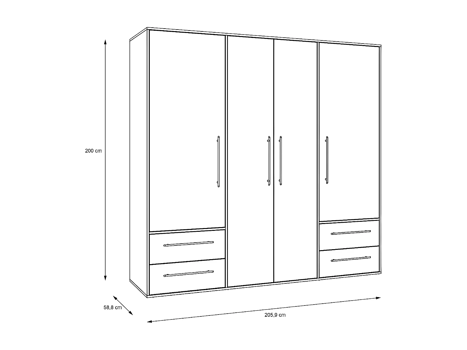Penderie Mokaris Lux (200cm)/Portes tournantes/Sonoma&Blanc