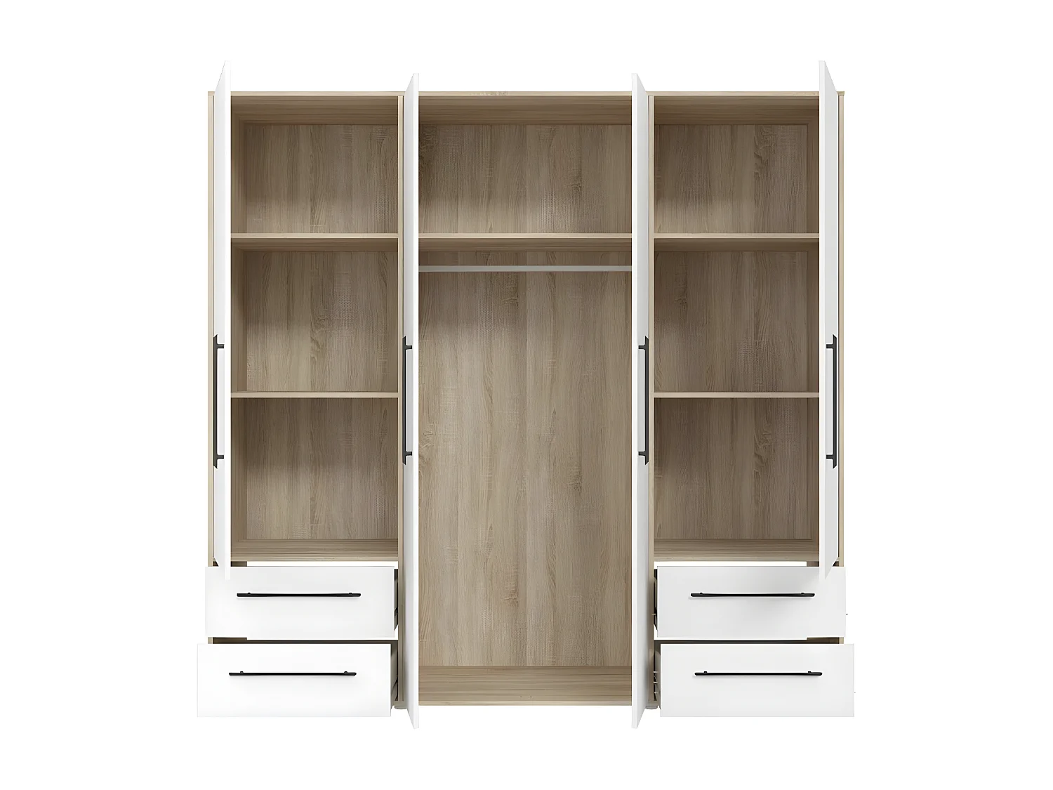 Kleiderschrank Mokaris Lux (200cm)/Drehtüren/Sonoma&Weiss