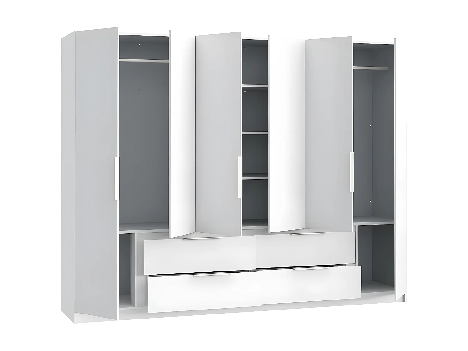 Penderie LuanoBianco  (270cm)/Portes tournantes/Blanc (mat)