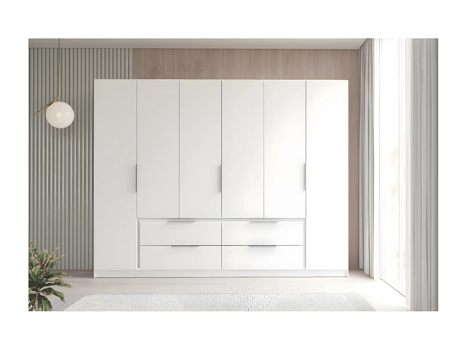 Armadio LuanoBianco  (270cm)/Porte girevoli/Bianco (opaco)