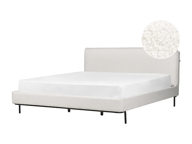 Lit avec sommier Bouclé CORIO 180 x 200 cm Blanc cassé