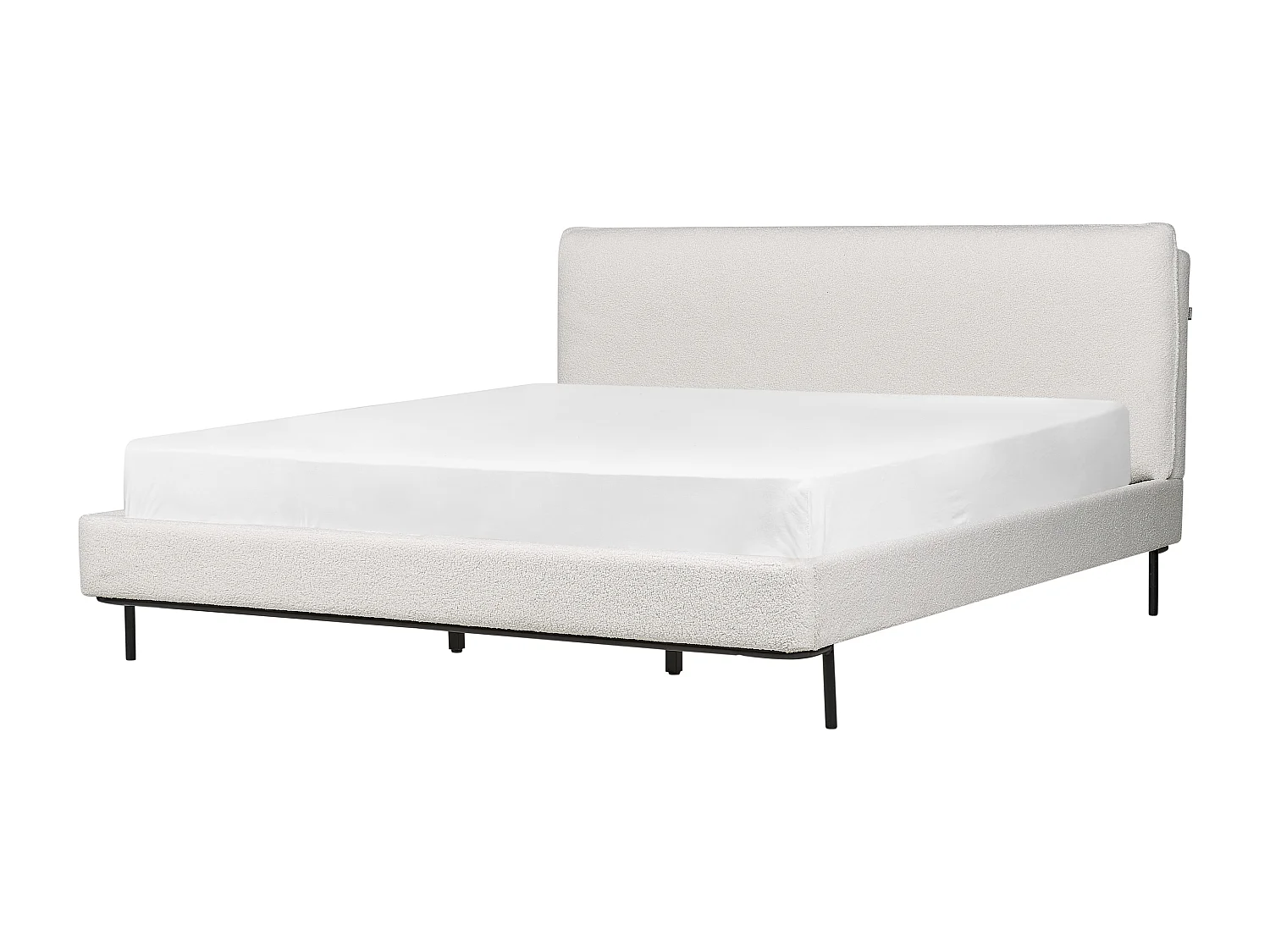 Bed Bouclé CORIO 180 x 200 cm Gebroken wit