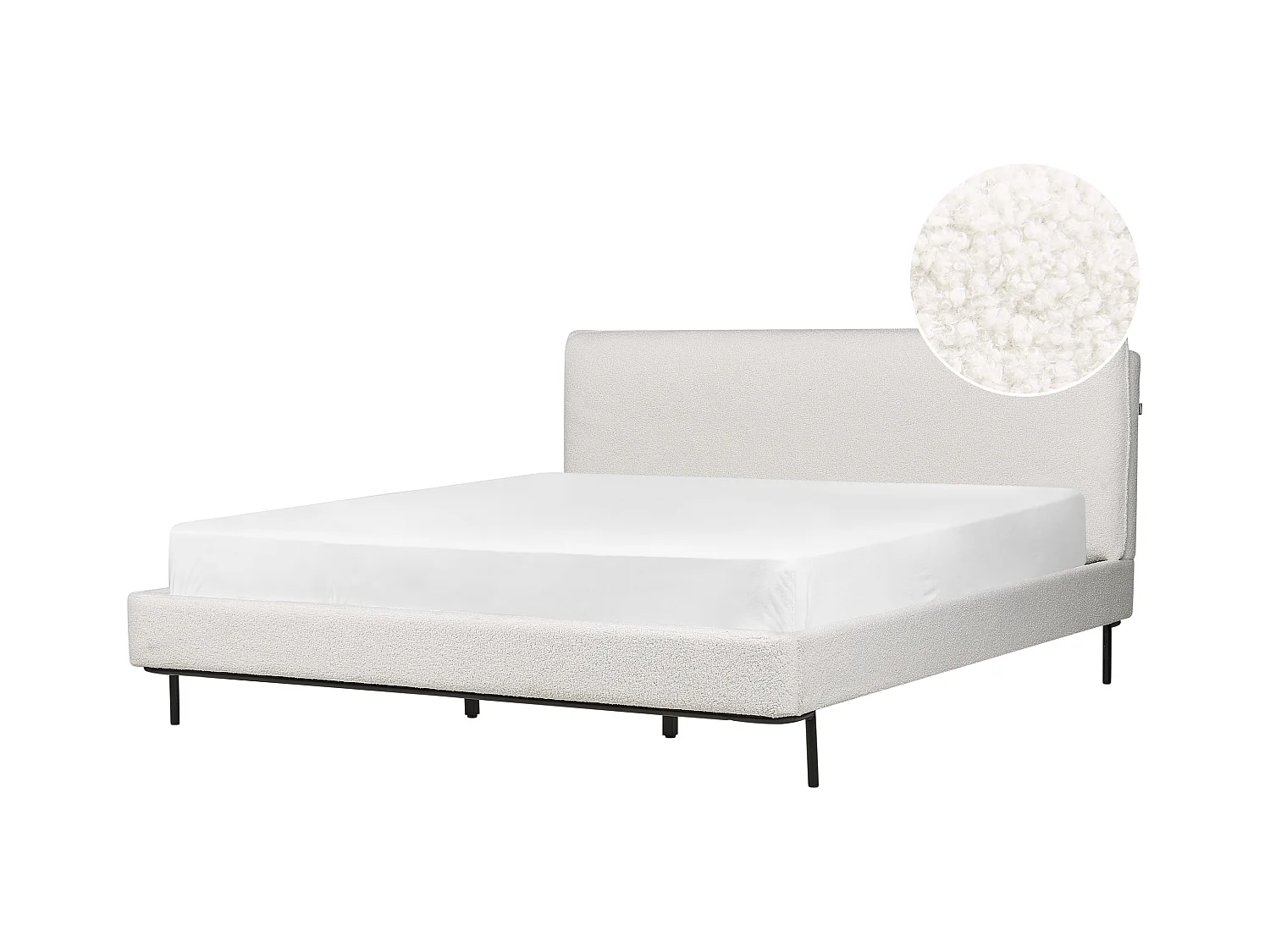 Bett mit Lattenrost Bouclé CORIO 180 x 200 cm Cremeweiss