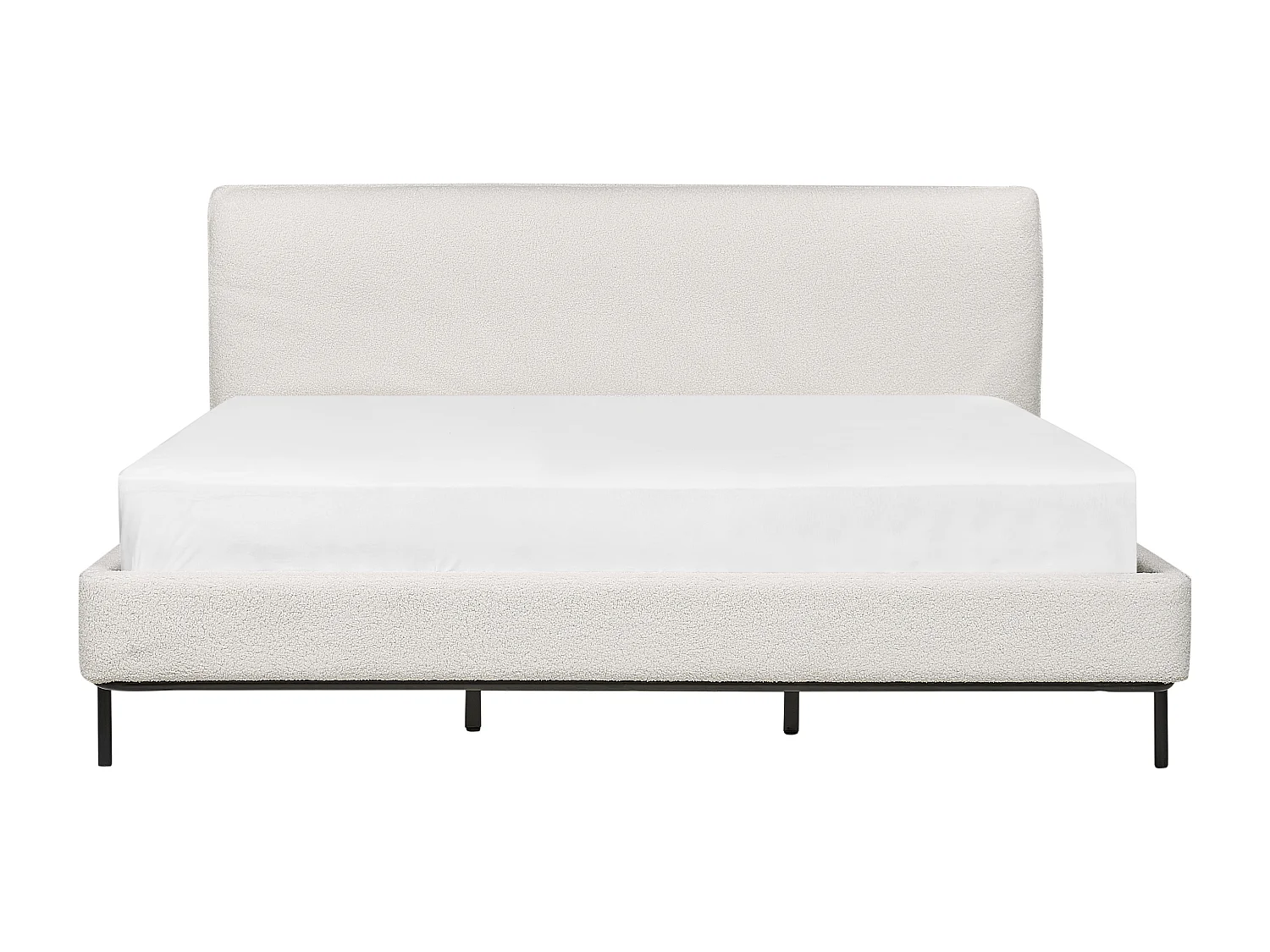 Bed Bouclé CORIO 180 x 200 cm Gebroken wit