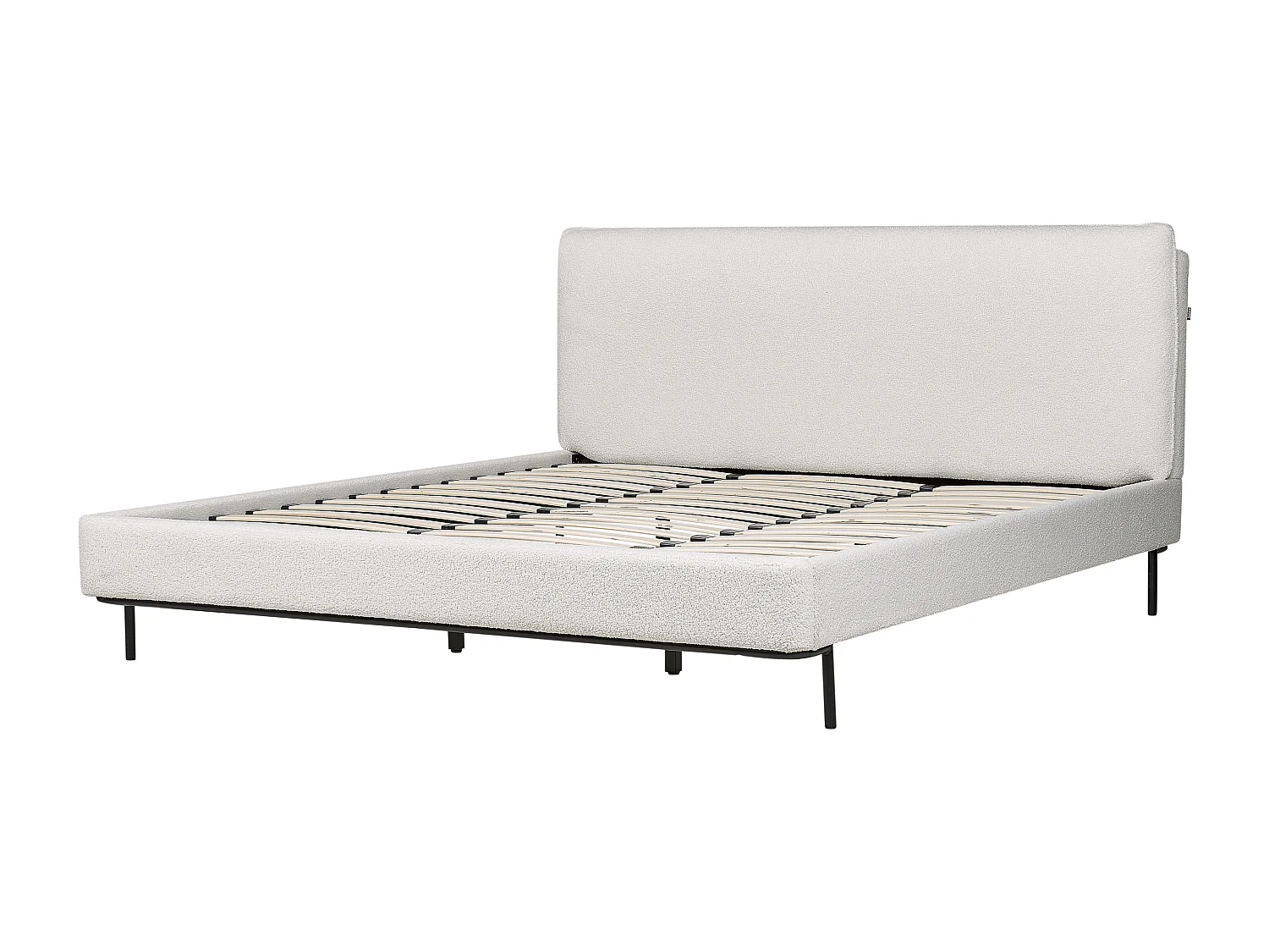 Lit avec sommier Bouclé CORIO 180 x 200 cm Blanc cassé