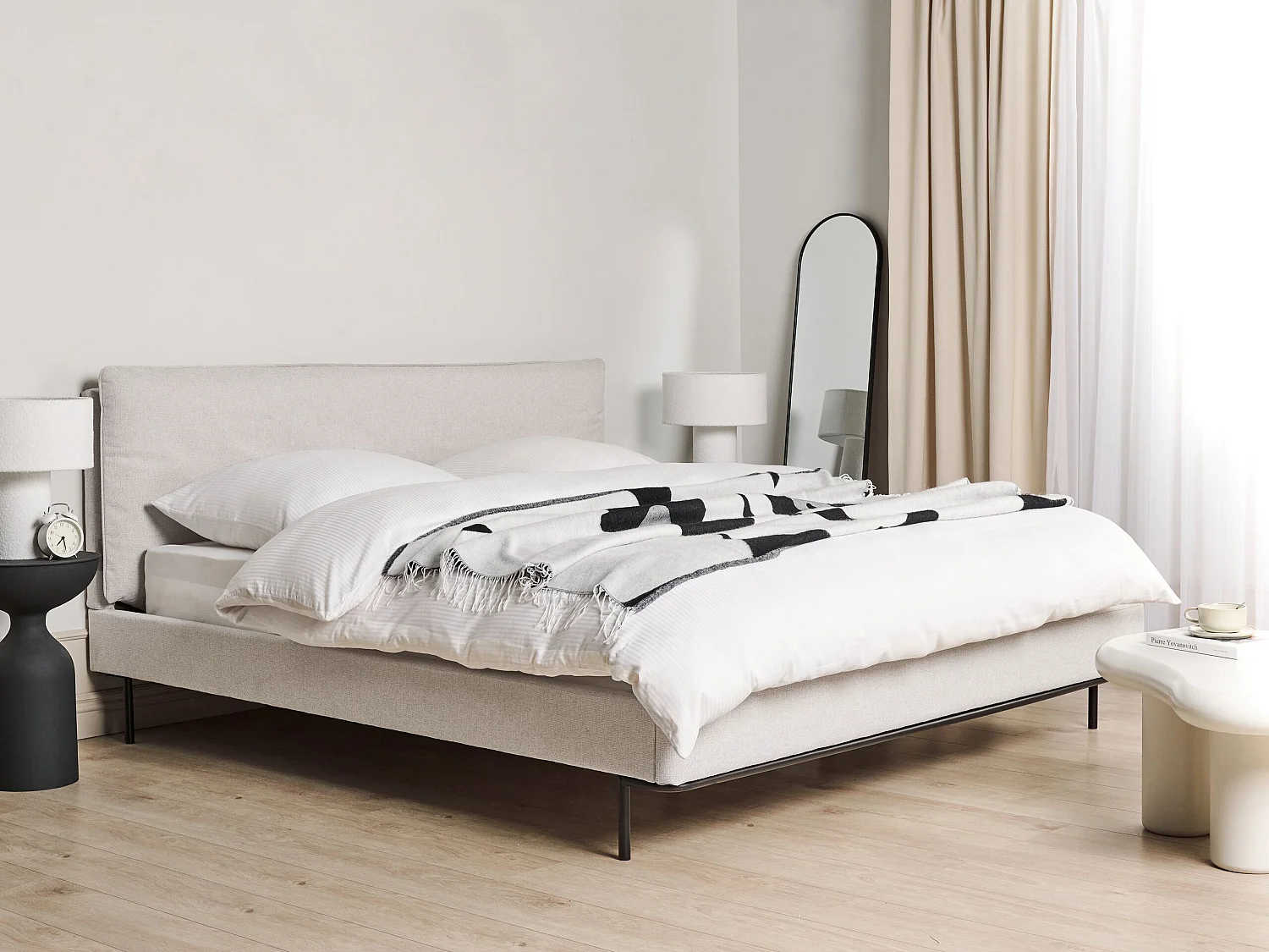 Bed Stof CORIO 180 x 200 cm Lichtgrijs