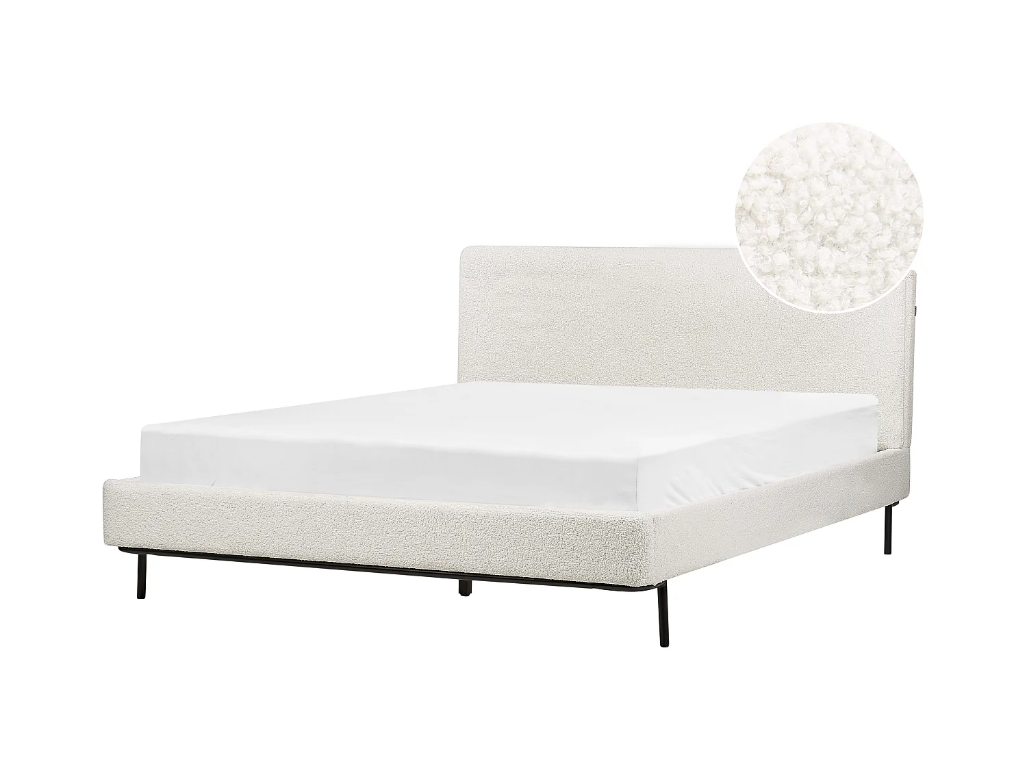 Lit avec sommier Bouclé CORIO 160 x 200 cm Blanc cassé