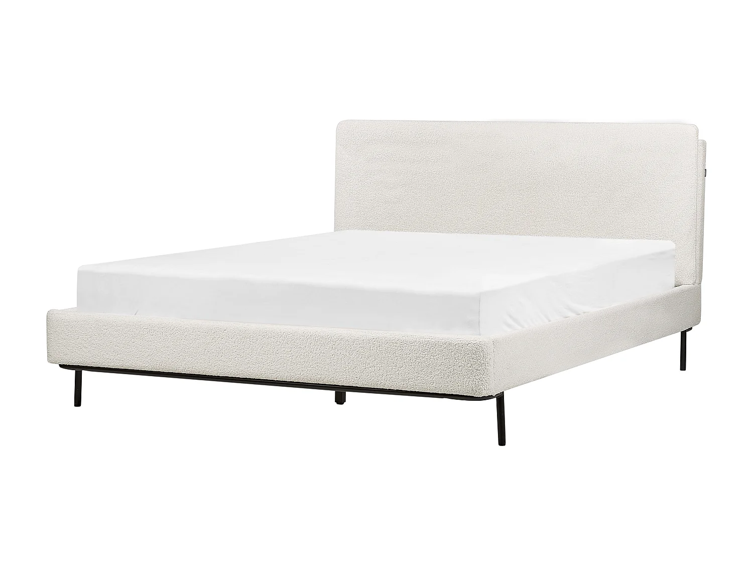 Cama Bouclé CORIO 160 x 200 cm Branco creme