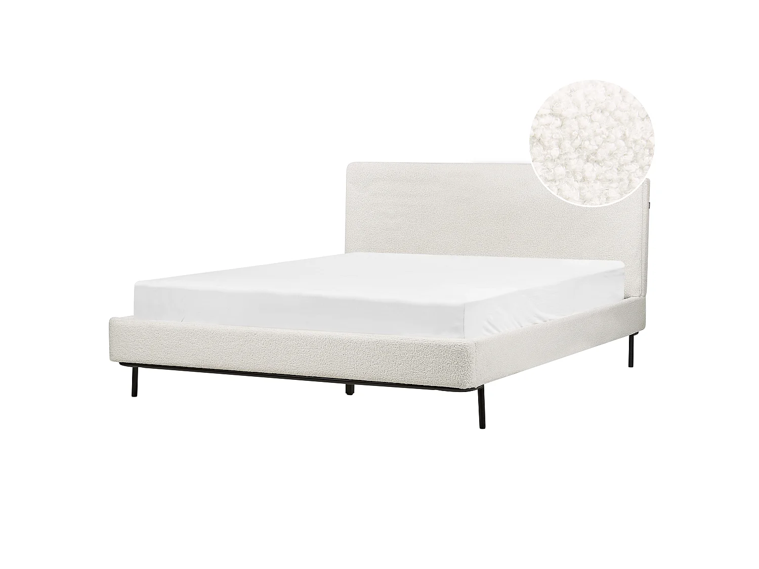 Bed Bouclé CORIO 160 x 200 cm Gebroken wit