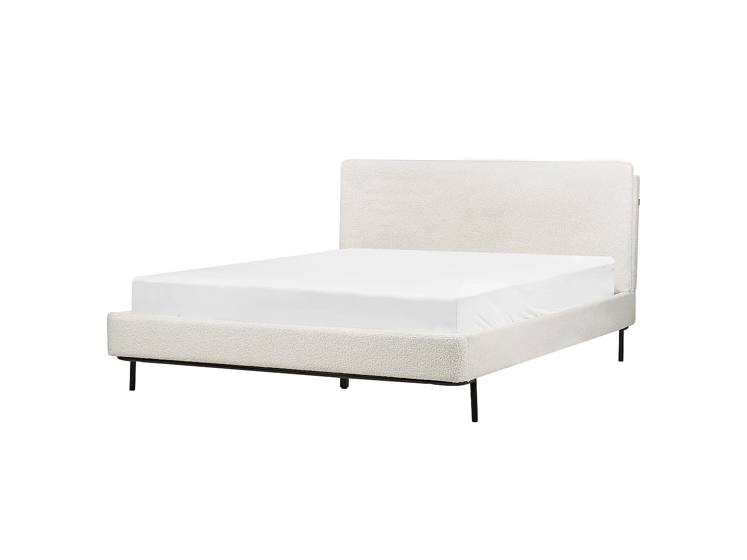 Bed Bouclé CORIO 160 x 200 cm Gebroken wit