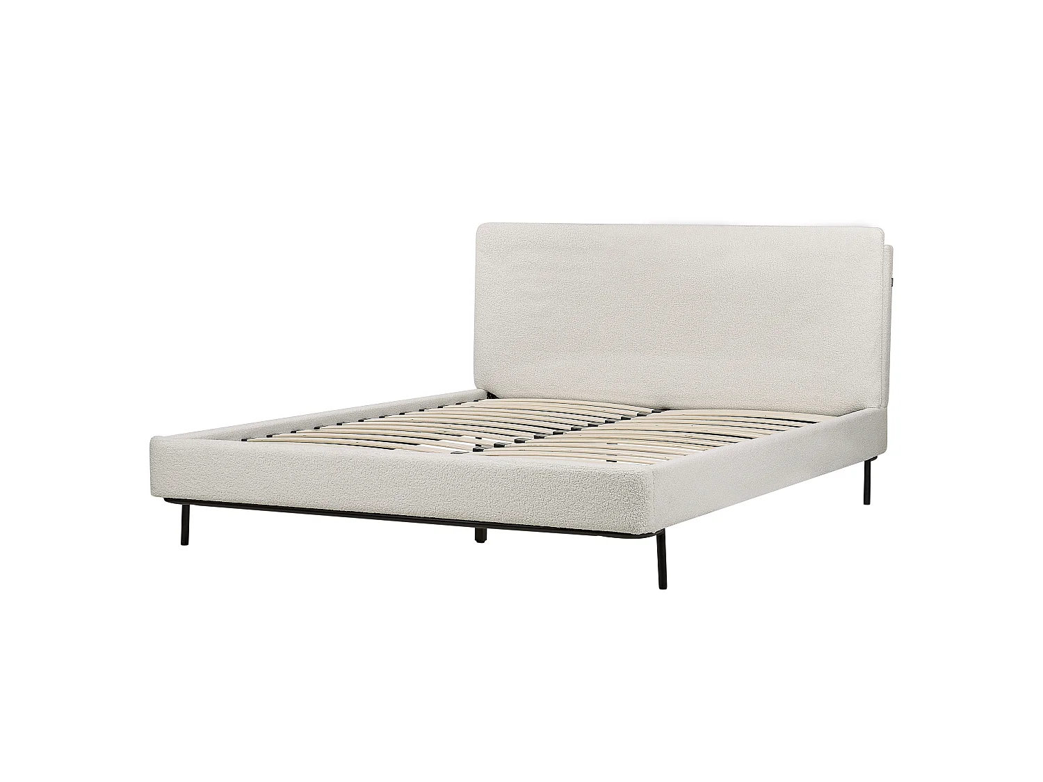 Bed Bouclé CORIO 160 x 200 cm Gebroken wit