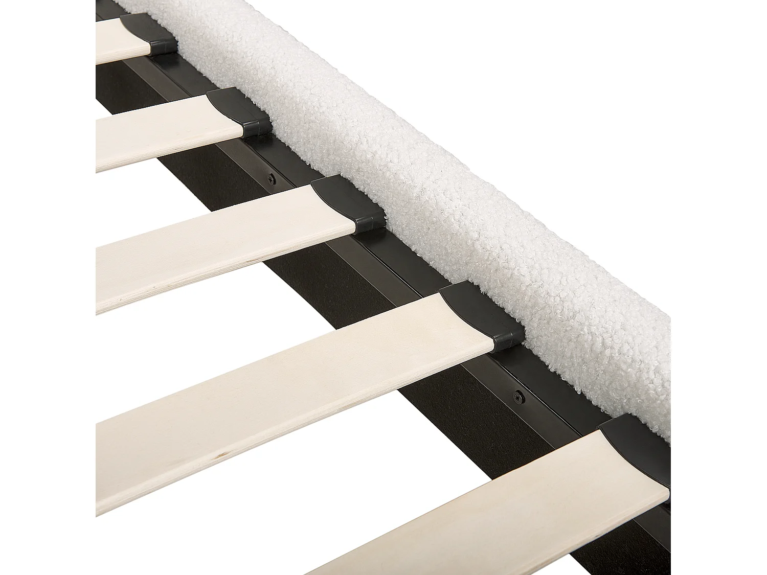 Lit avec sommier Bouclé CORIO 160 x 200 cm Blanc cassé