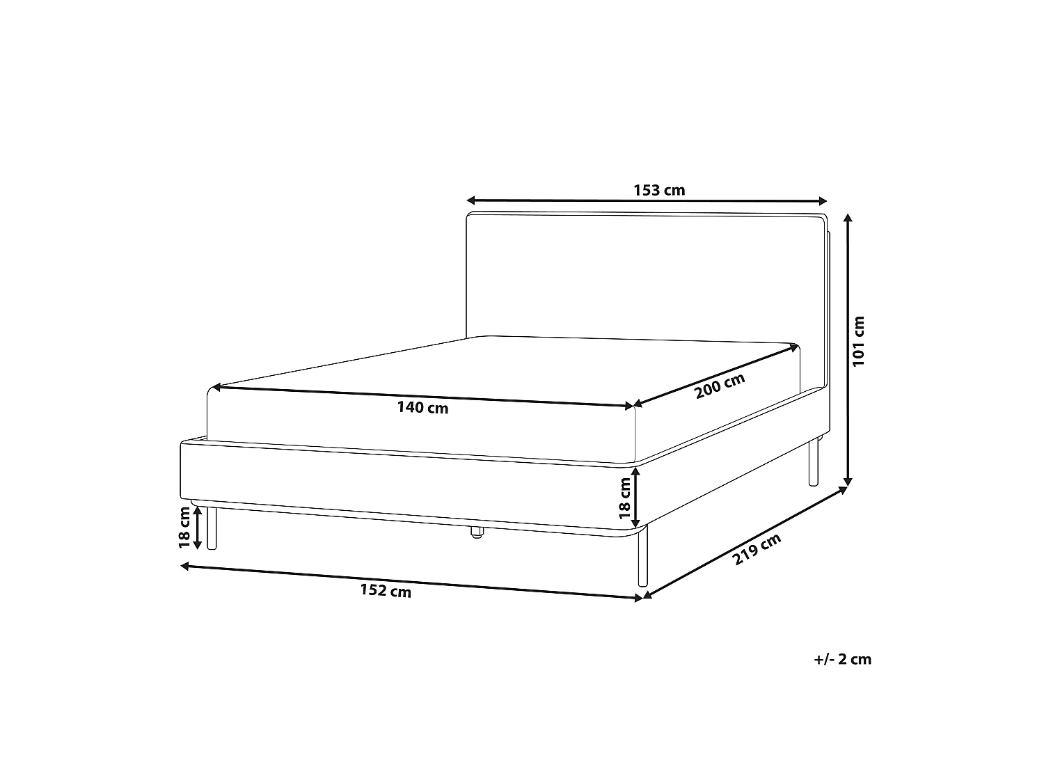 Bett mit Lattenrost Stoff CORIO 140 x 200 cm Hellgrau