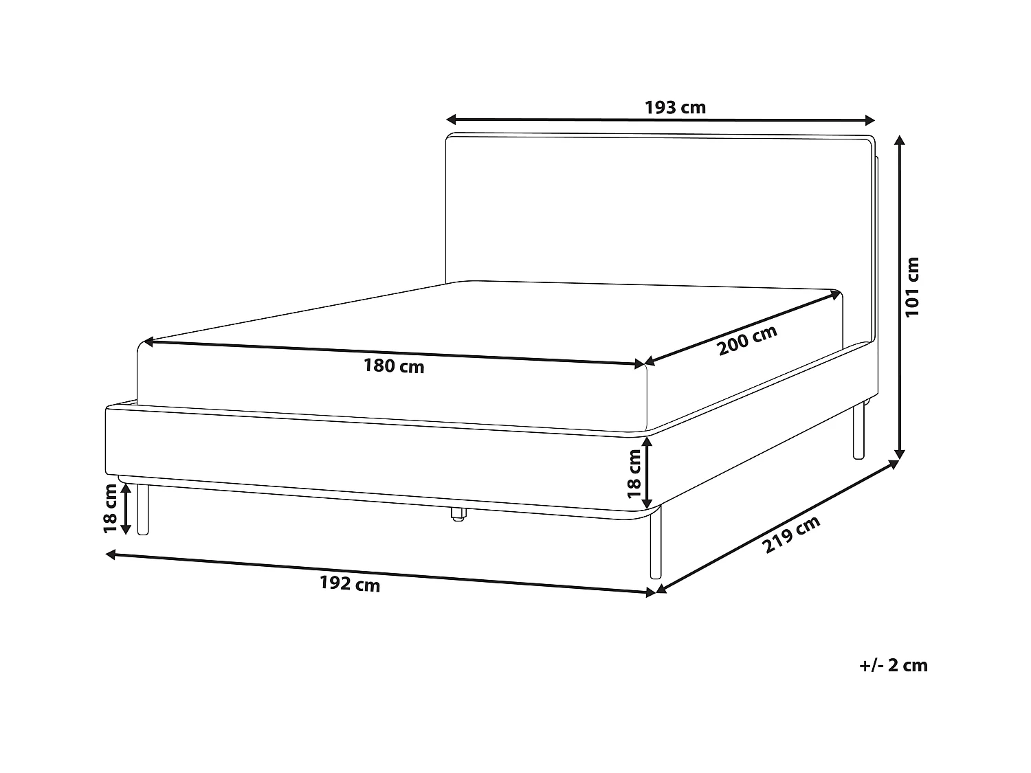 Letto Tessuto CORIO 180 x 200 cm Crema