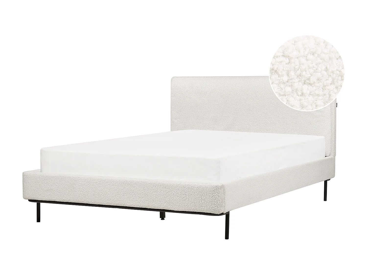 Cama Bouclé CORIO 140 x 200 cm Blanco crema