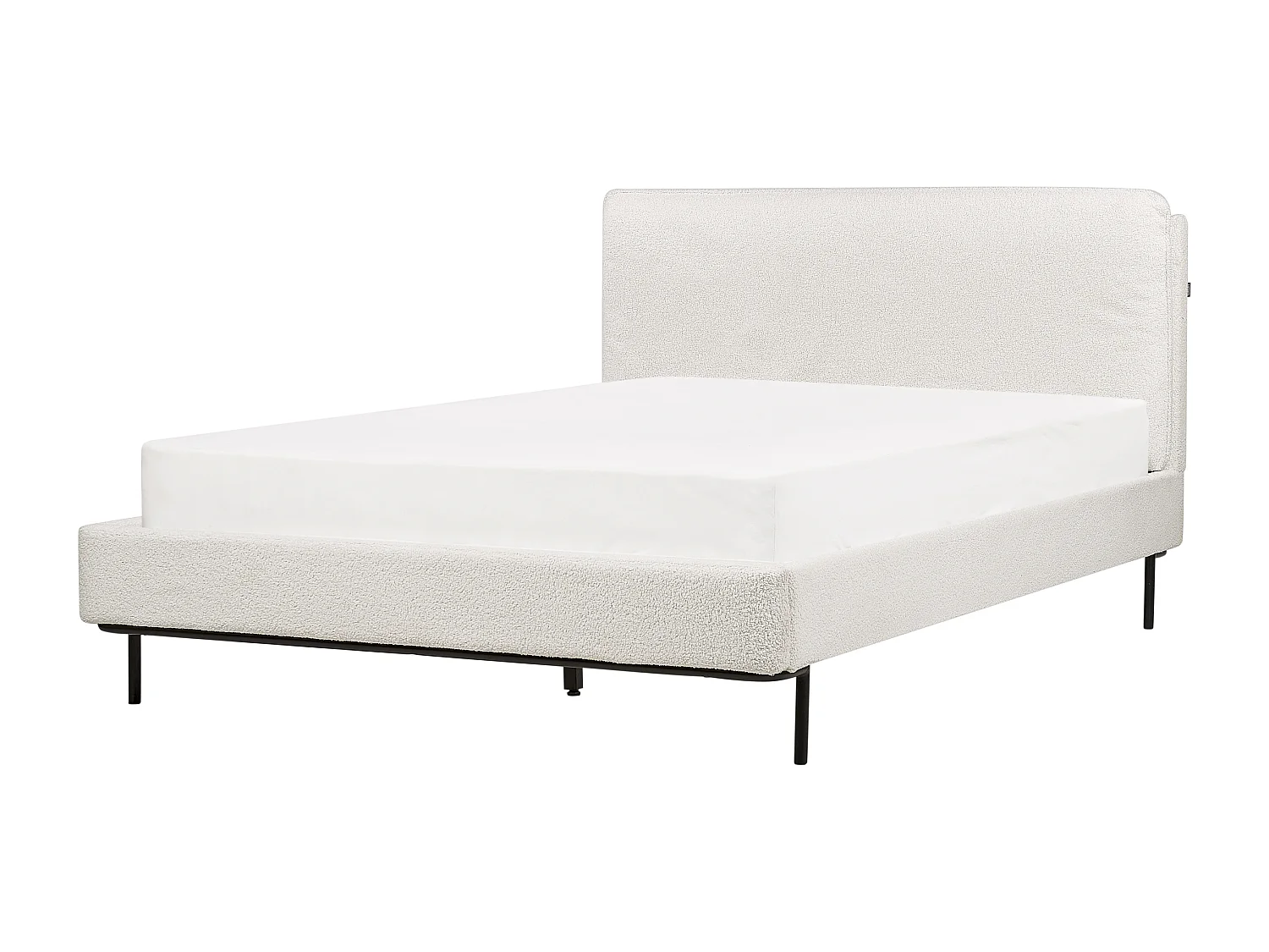 Cama Bouclé CORIO 140 x 200 cm Blanco crema