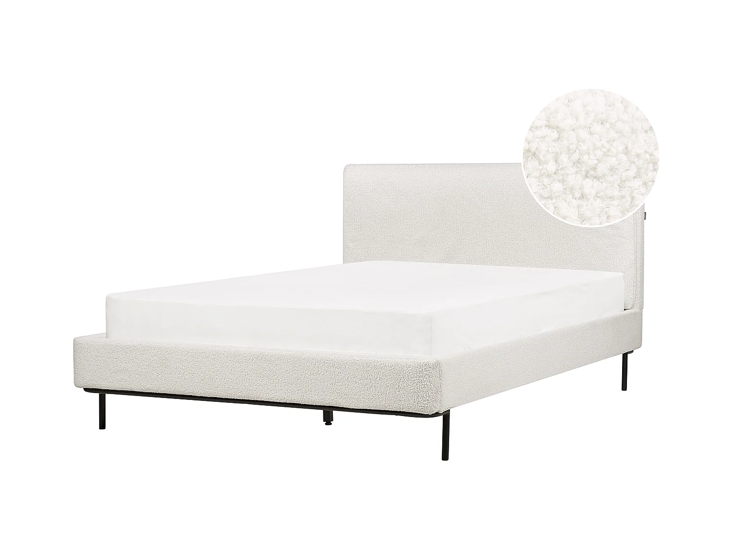 Lit avec sommier Bouclé CORIO 140 x 200 cm Blanc cassé