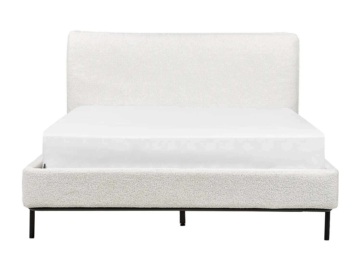 Bed Bouclé CORIO 140 x 200 cm Gebroken wit