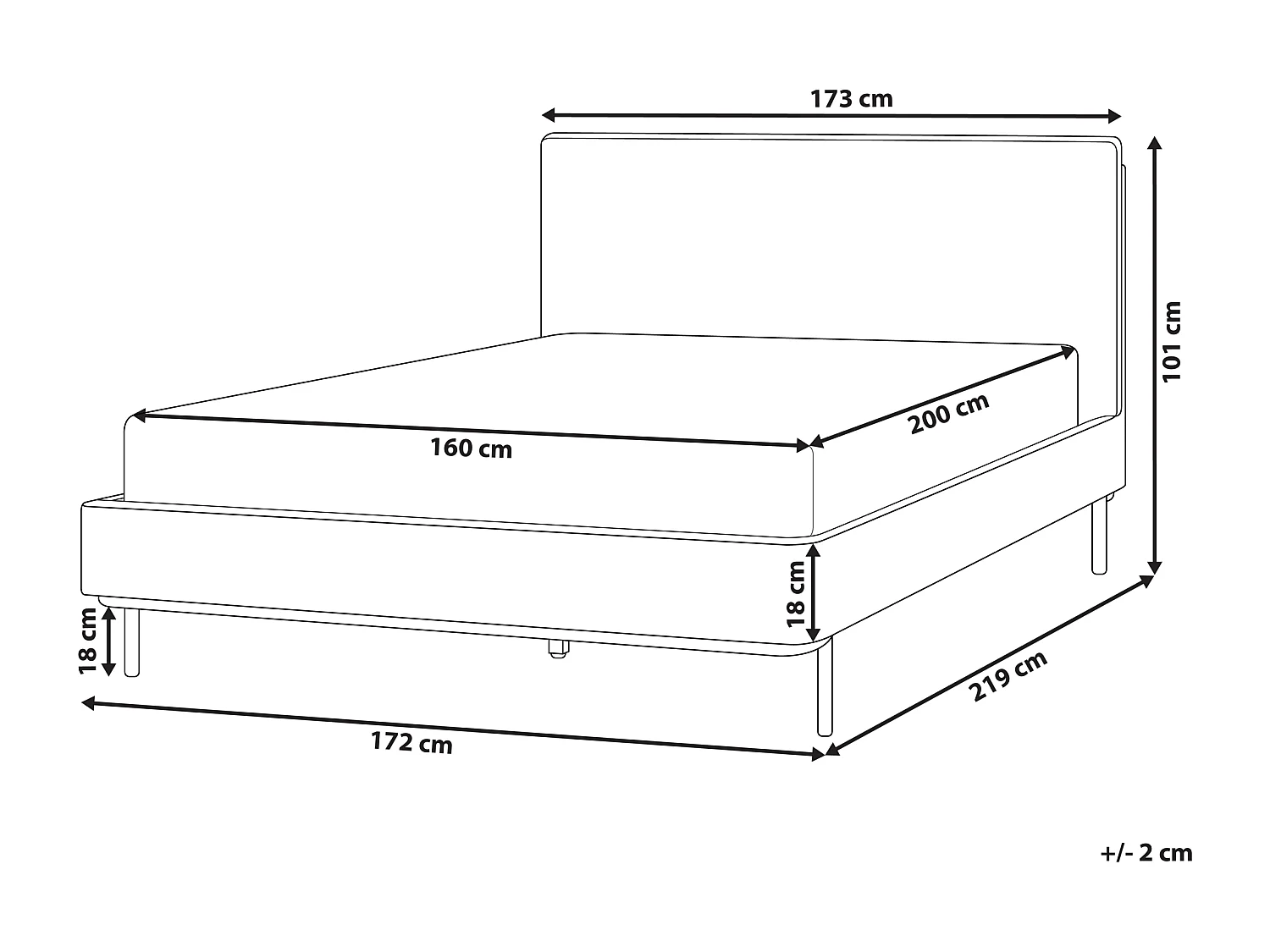 Letto Tessuto CORIO 160 x 200 cm Grigio chiaro