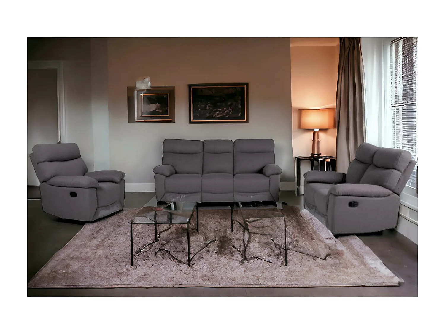 Vicenza Set 3+2+1/Tessuto/Antracite