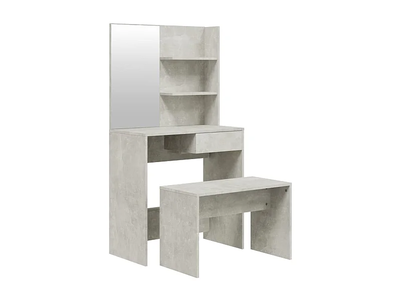 Conjunto de penteadeira de design contemporâneo 74,5 x 40 x 141 cm cinza concreto 02_0006293