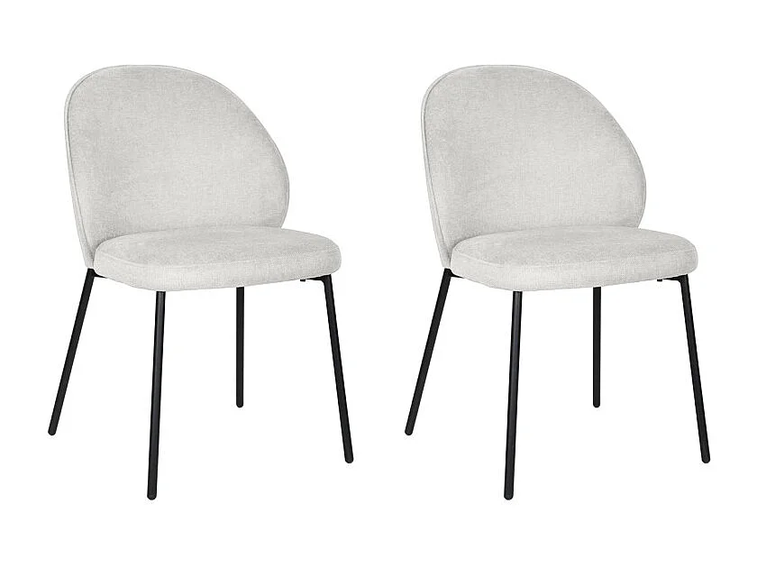 Lot de 2 chaises en tissu écru pieds minimalistes métal noir - BLAIR