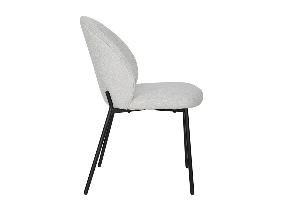 Lot de 2 chaises en tissu écru pieds minimalistes métal noir - BLAIR