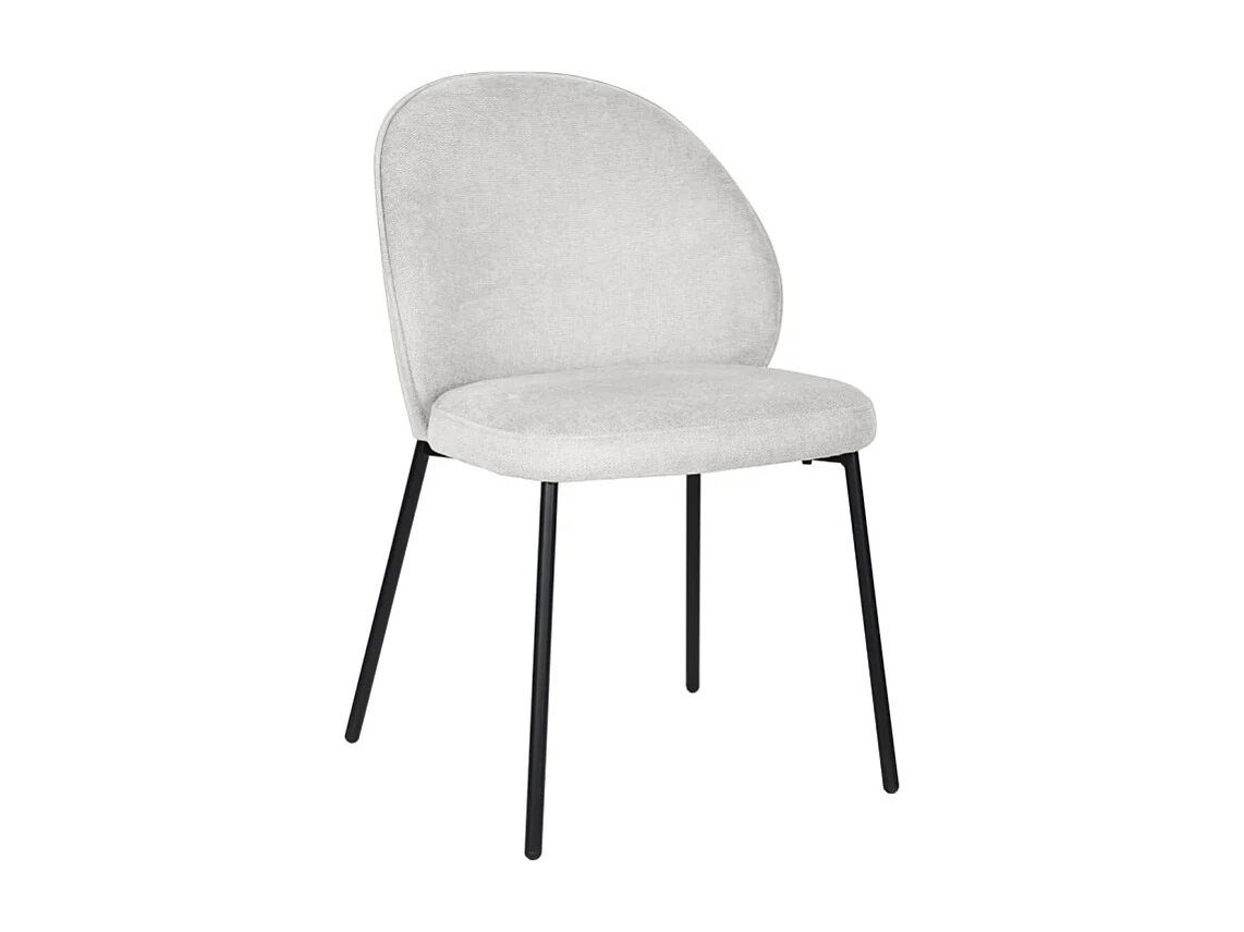 Lot de 2 chaises en tissu écru pieds minimalistes métal noir - BLAIR