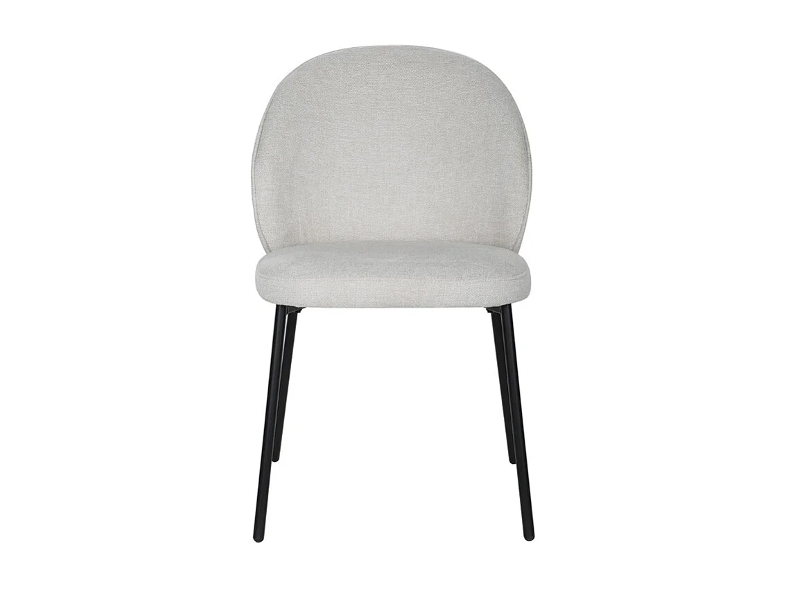 Lot de 2 chaises en tissu écru pieds minimalistes métal noir - BLAIR