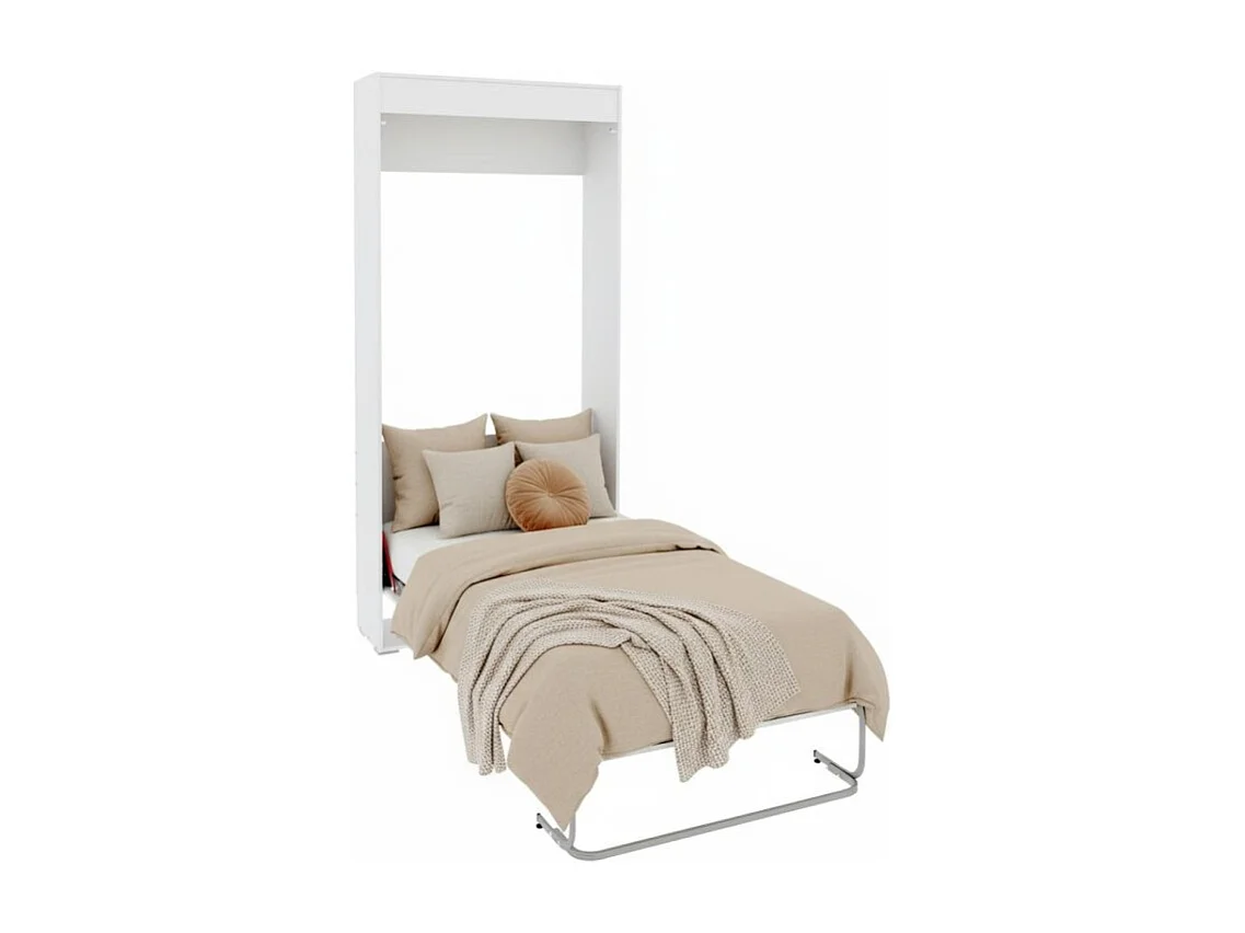 Cama dobrável vertical aglomerado branco 90x190cm