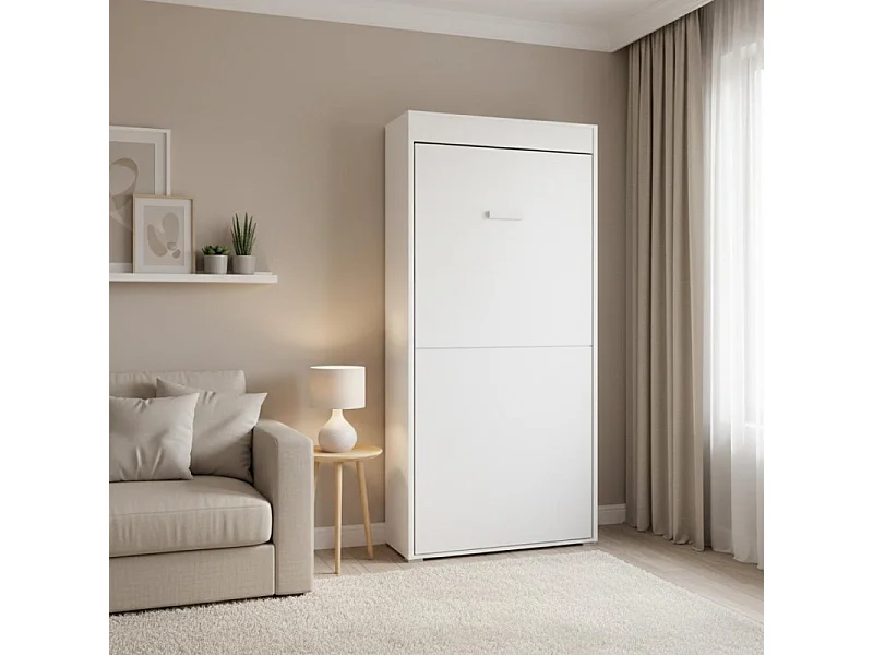 Cama dobrável vertical aglomerado branco 90x190cm