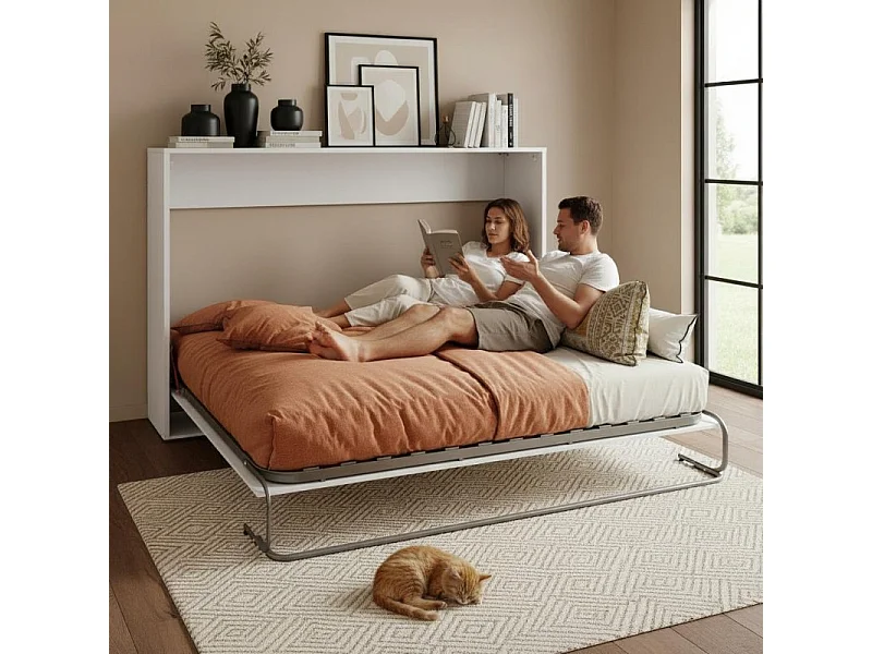 Cama dobrável aglomerado melamina branca 135x190cm