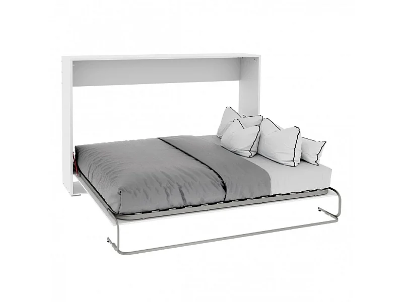 Lit escamotable  mélamine blanc 151x203x36cm