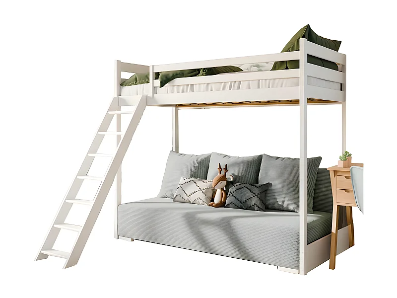 Beliche-sofá madeira branco 170x208x96/140cm