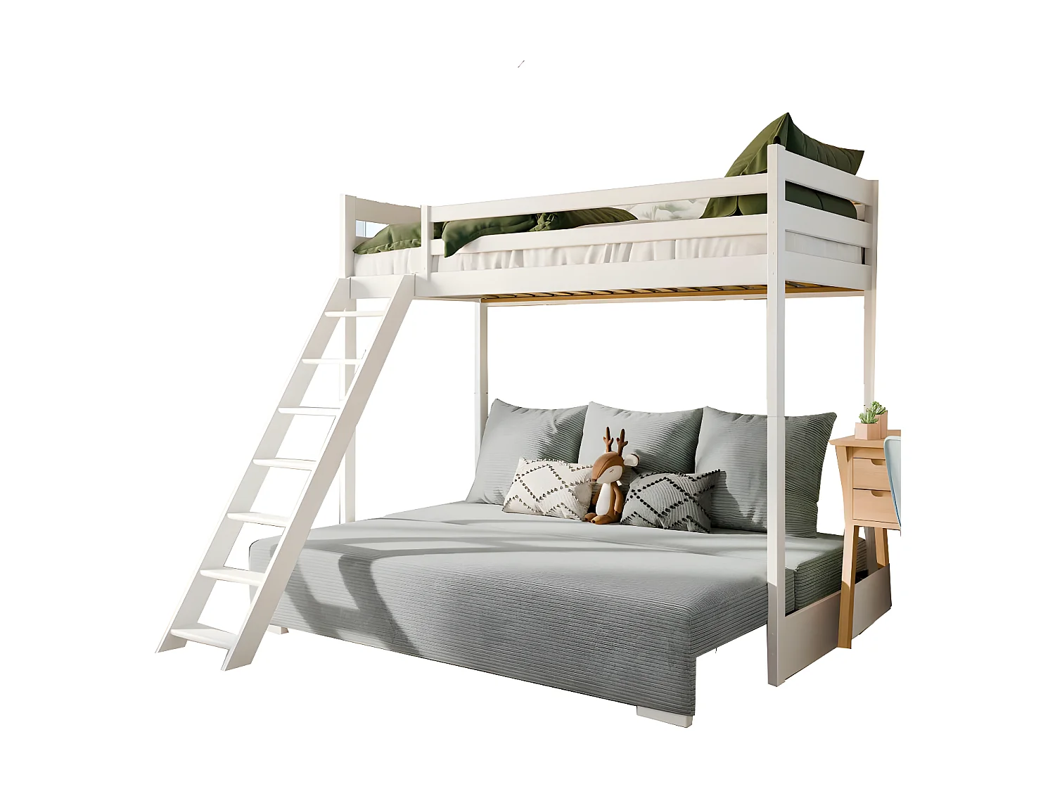 Beliche-sofá madeira branco 170x208x96/140cm