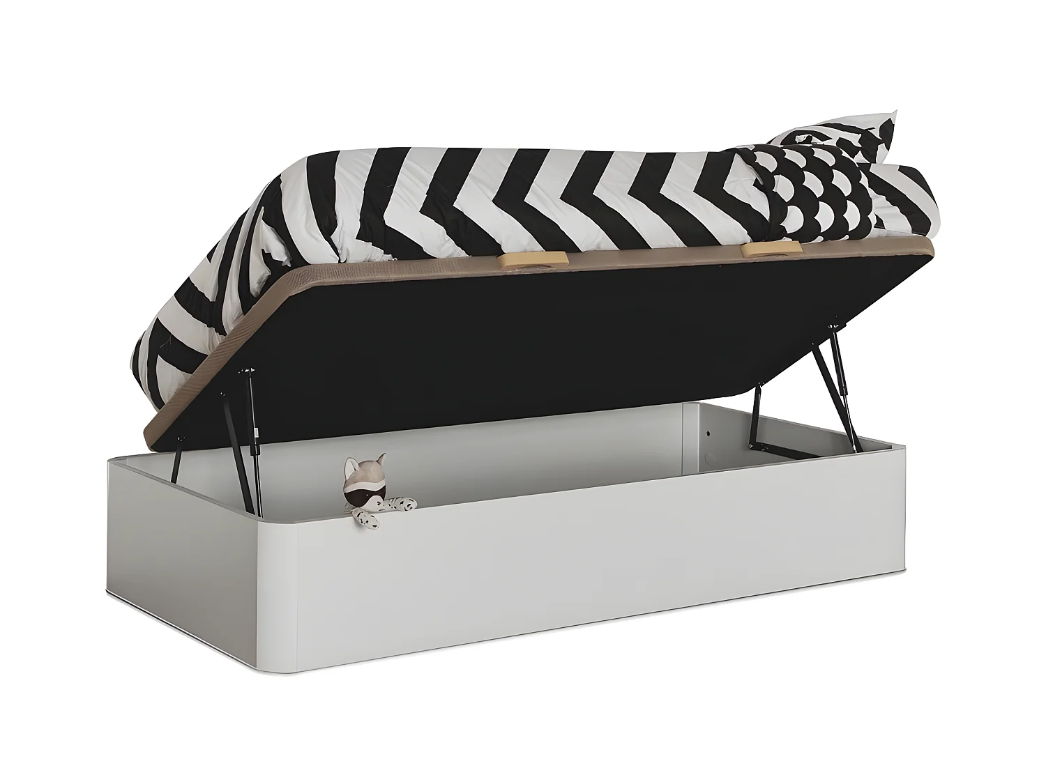Lit coffre relevable latéral aggloméré blanc 105x190cm